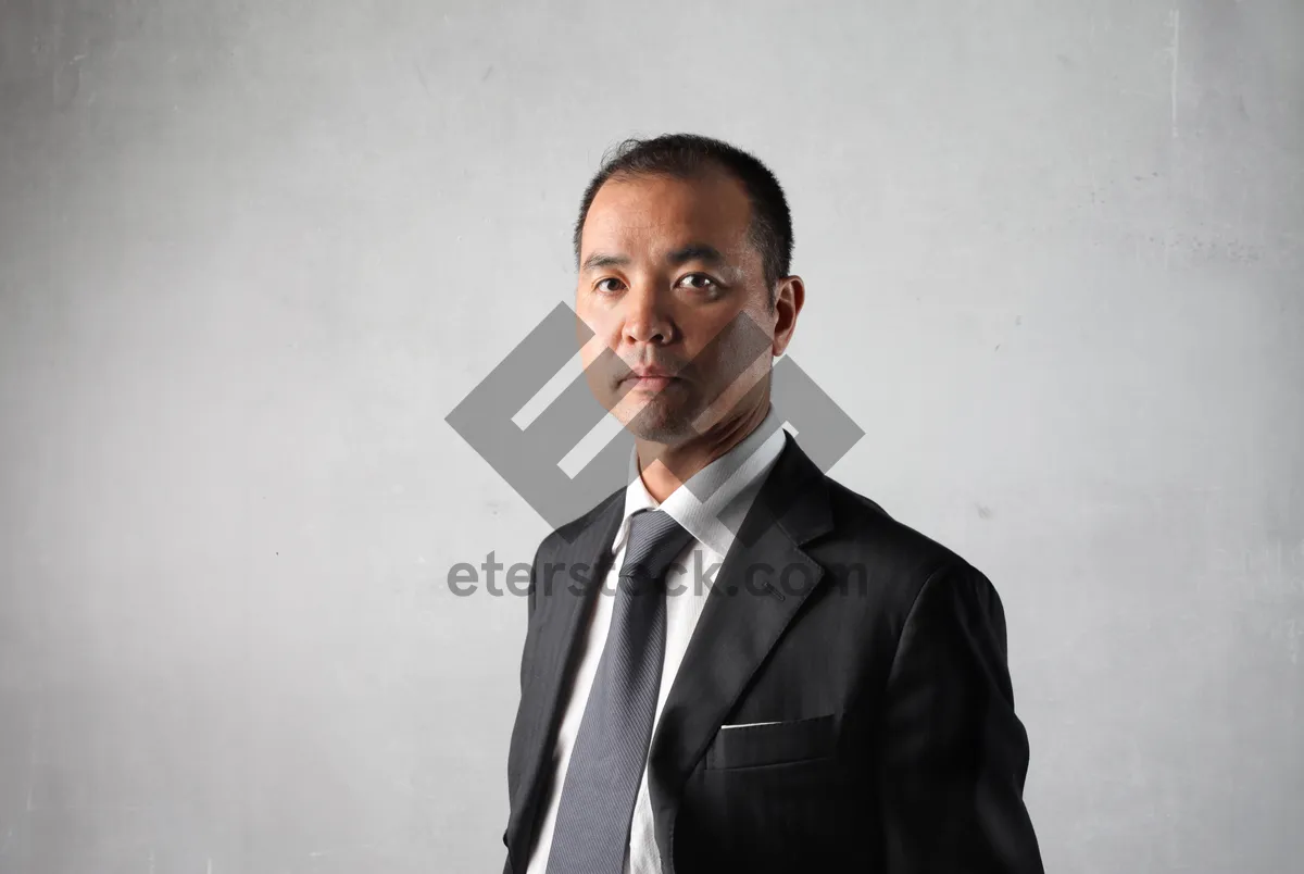 Picture of Confident Businessman in Professional Suit Smiling.