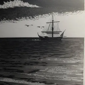 Vintage Pirate Ship Sailing on Vast Ocean