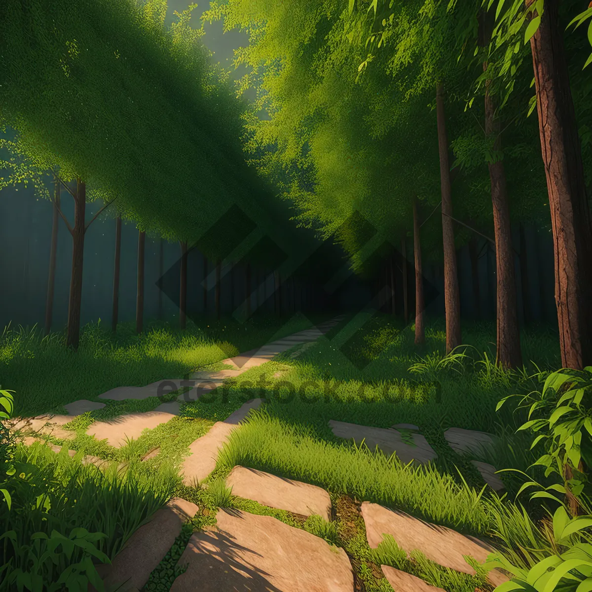 Picture of Sunlit Path through Serene Forest
