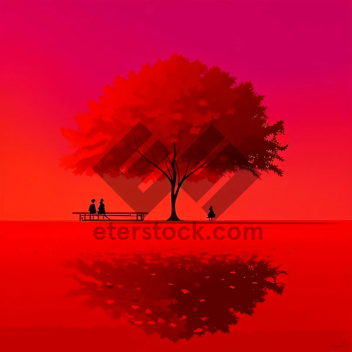 Picture of Maple Sunset: Summer Sky Silhouette with Celestial Body