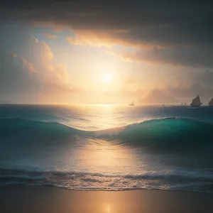 Golden Horizon: A Serene Sunset over the Ocean