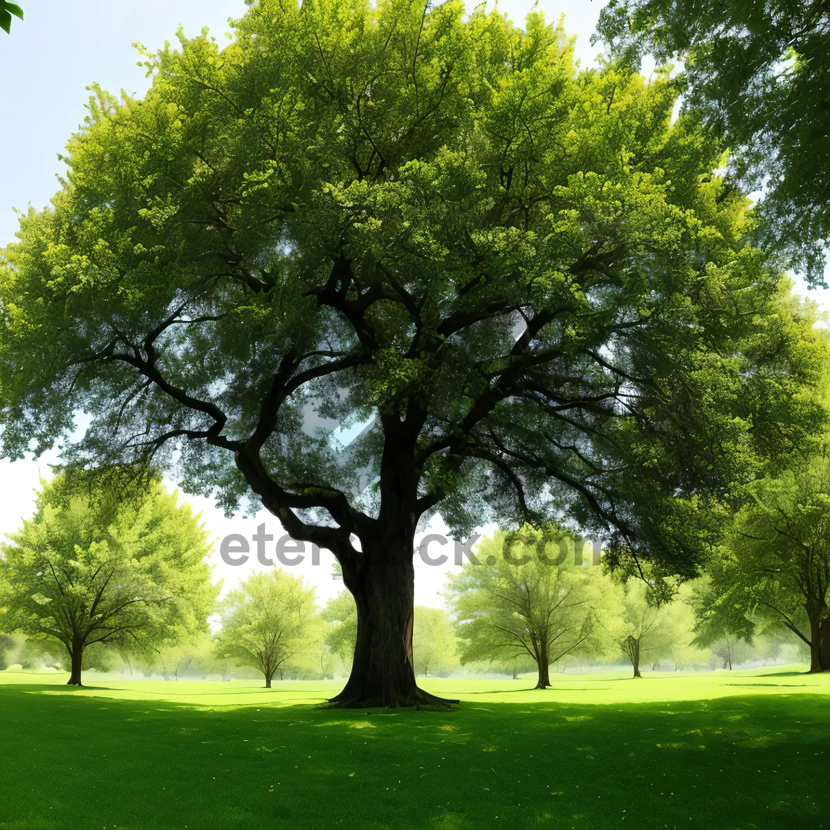 Picture of Linden trees in lush countryside park