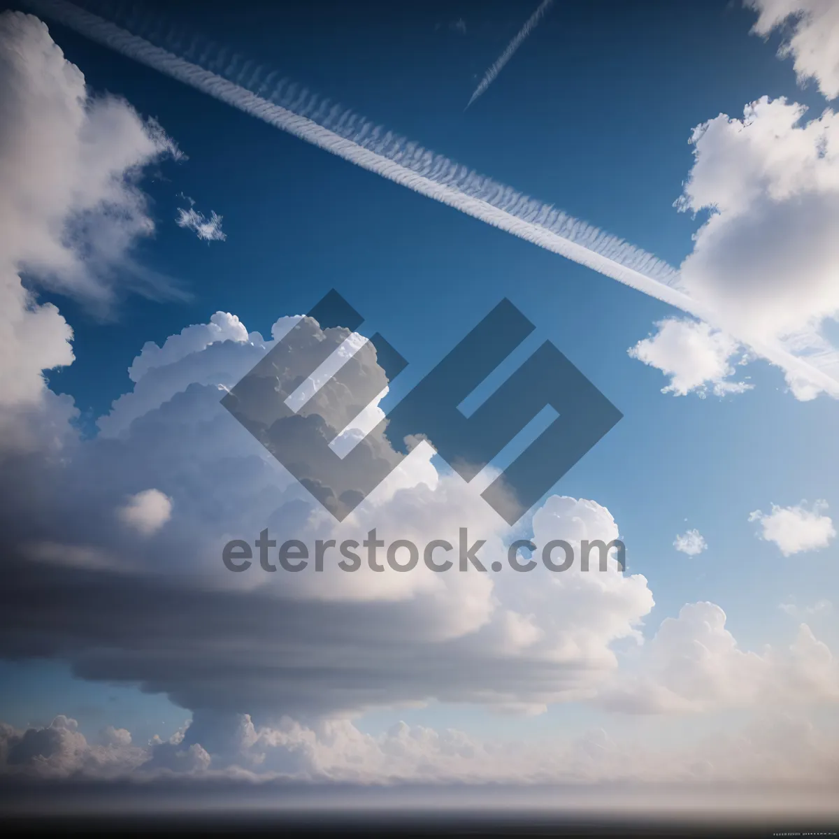 Picture of Vibrant Sky with Puffy White Clouds
