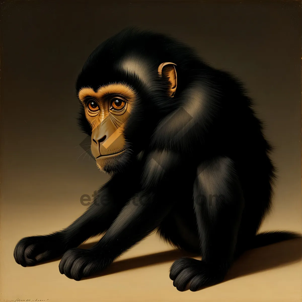 Picture of Black adult monkey primate ape gibbon