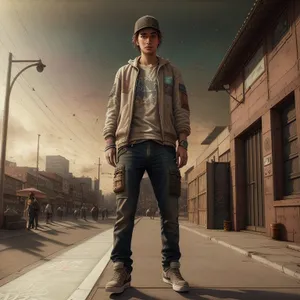 Urban Skateboarder performs stylish tricks on city streets