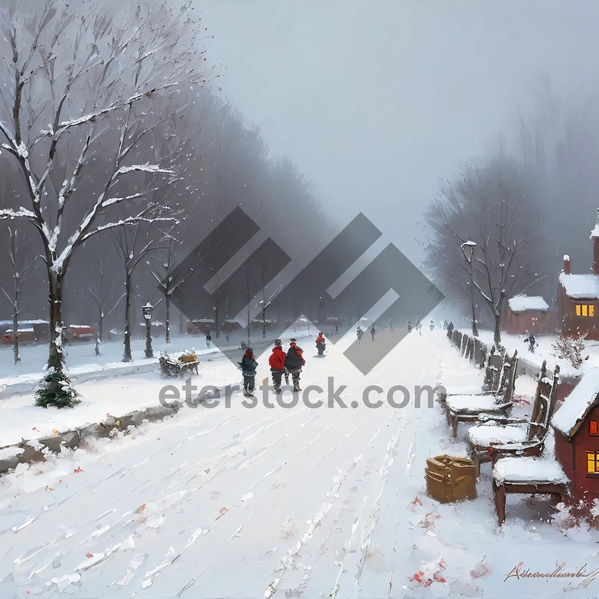 Picture of Frozen Forest: Scenic Winter Wonderland with Snowy Road