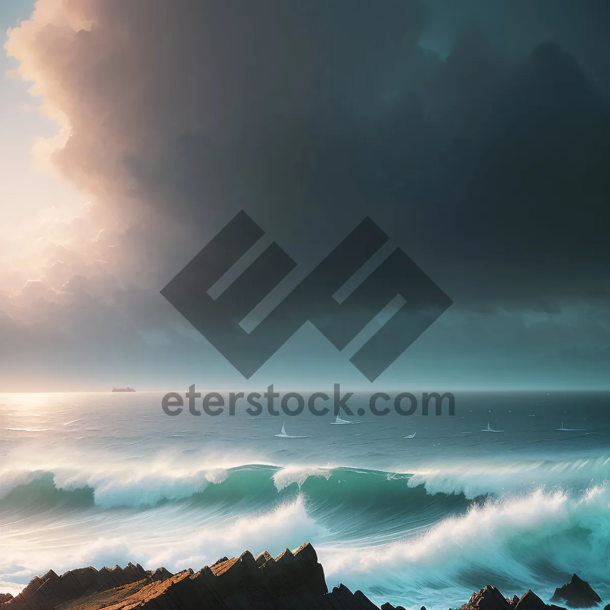 Picture of Coastal Sunrise Reflection on Waves