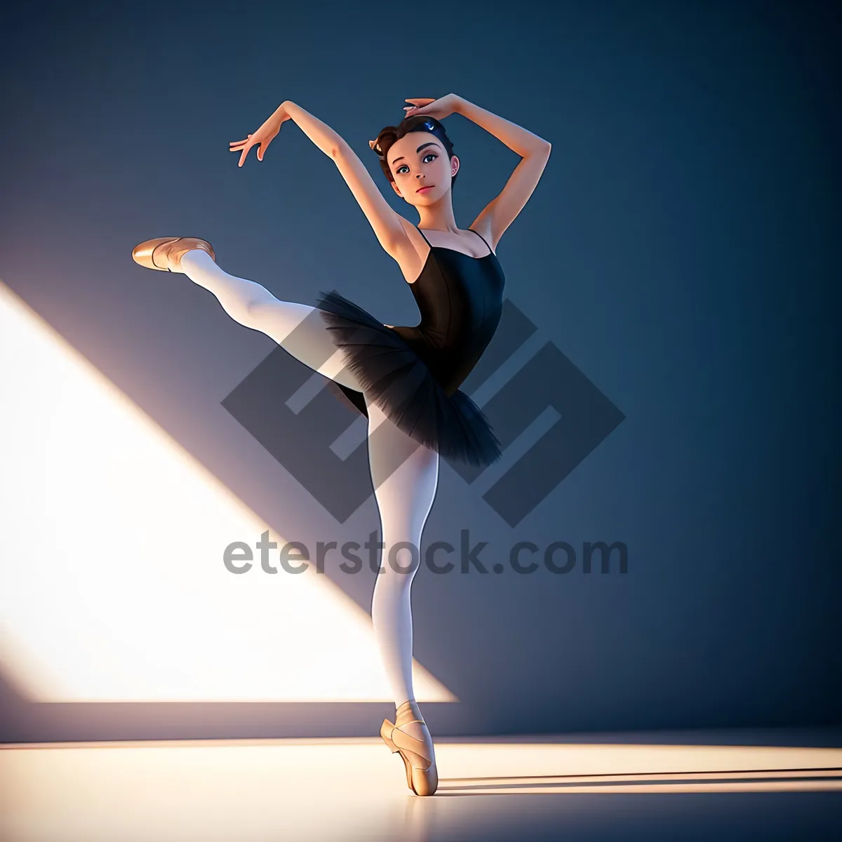 Picture of Elegant Ballerina Poses in Fashionable Studio Dance