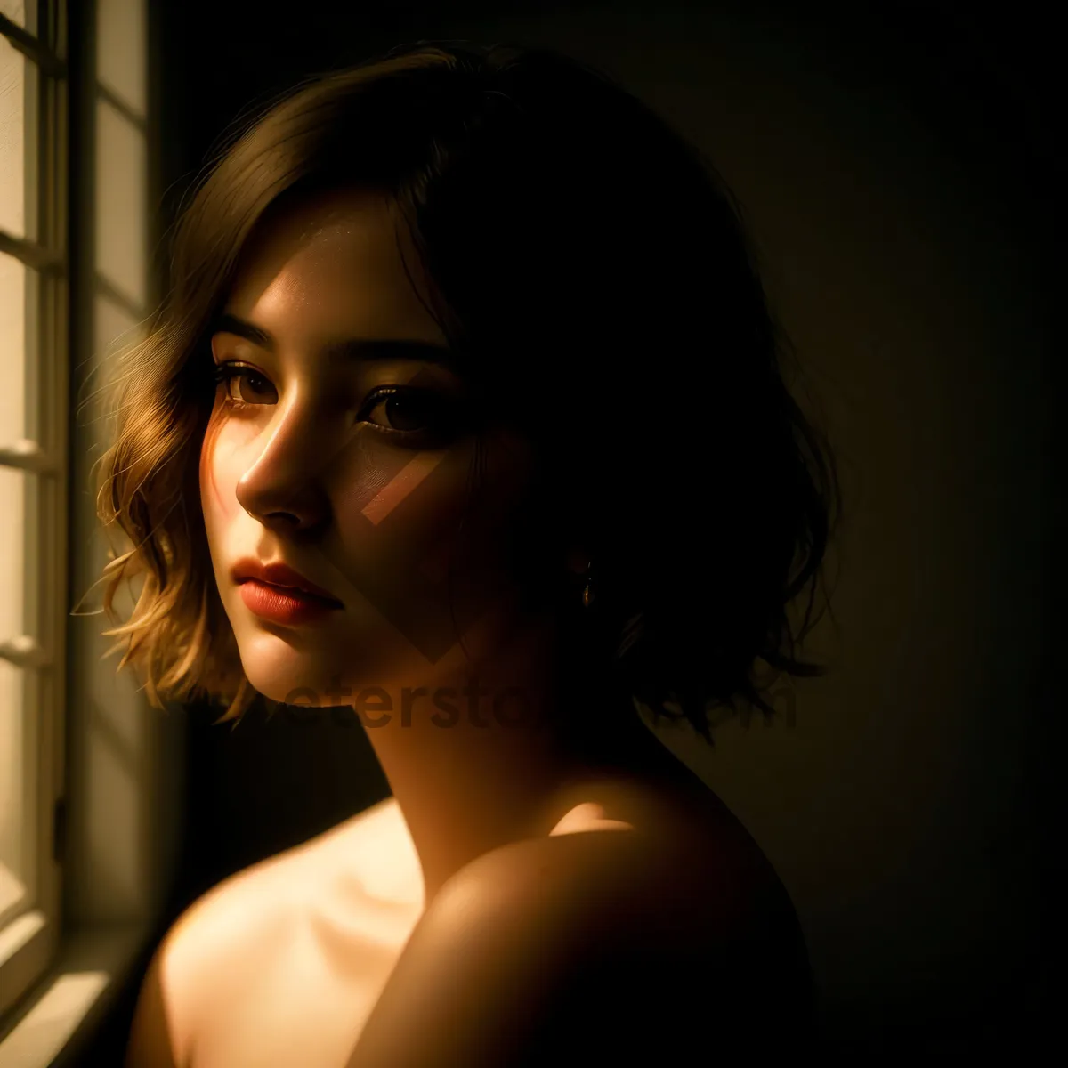 Picture of Sensual brunette with captivating eyes and alluring lips.