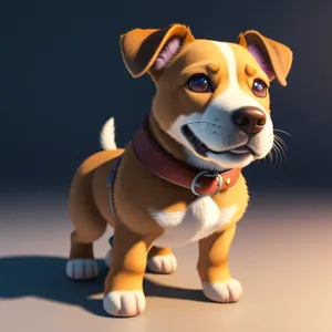 Adorable 3D Cartoon Bull Terrier Puppy