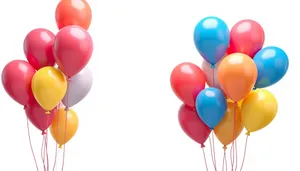 Colorful balloon party celebration icon - Orange fun symbol.