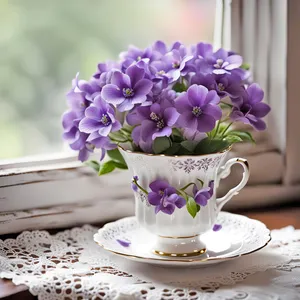 Floral Punch Table Decoration with Lilac and Pink Flowers