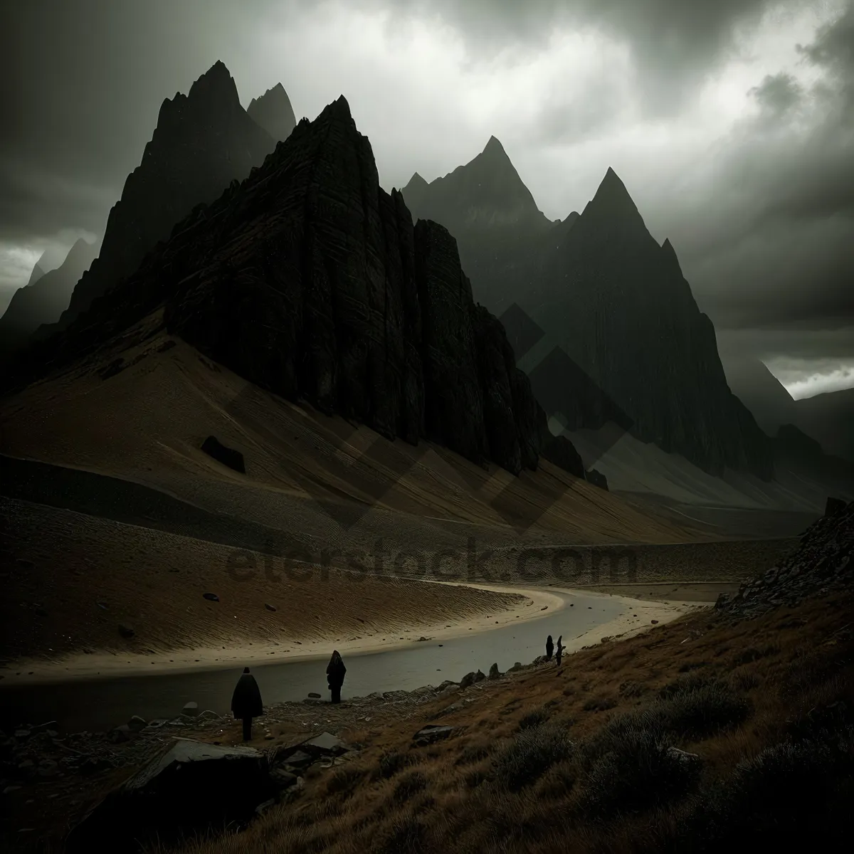 Picture of Majestic Mountain Landscape with Snow-Capped Peaks