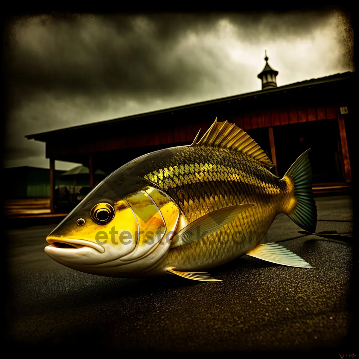 Picture of Colorful Tropical Sunfish Swimming in Aquarium