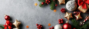 Ripe holly berries on winter holiday decoration.