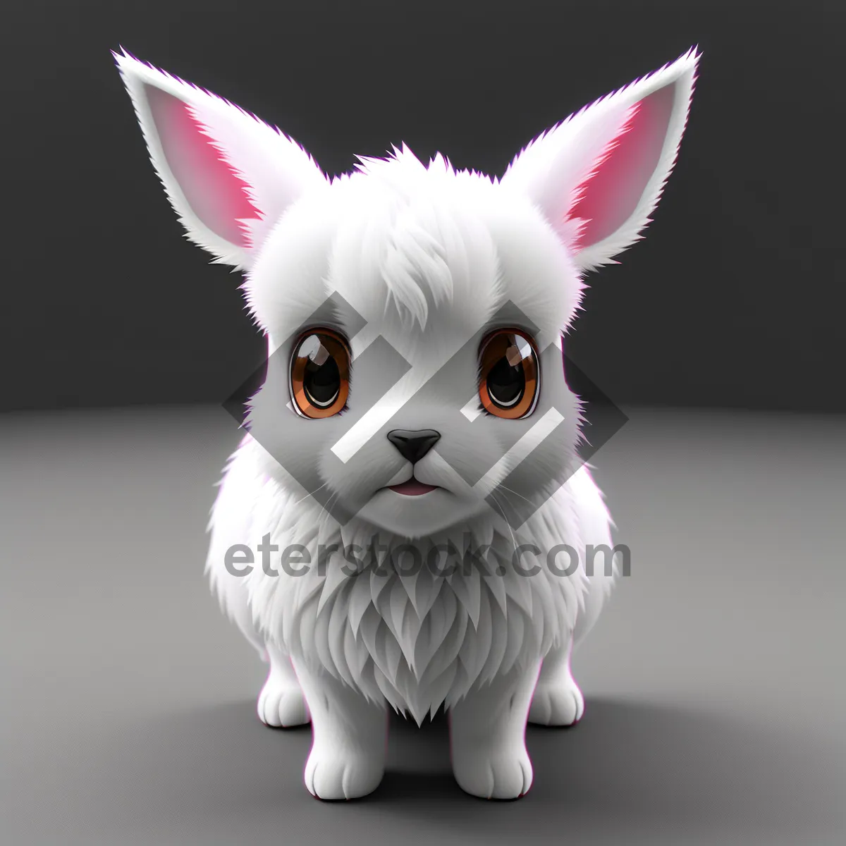 Picture of Fluffy White Kitten with Bunny Ears