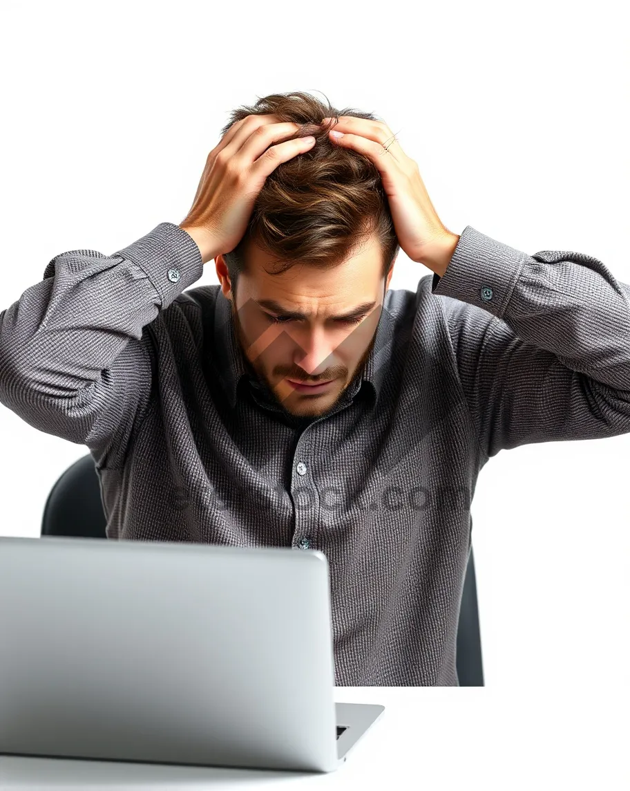 Picture of Happy businesswoman with laptop and headset working in office.