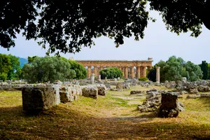 Old cemetery landmark with ancient stone architecture