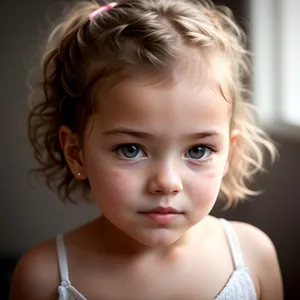 Innocent and adorable little child with braid and captivating eyes