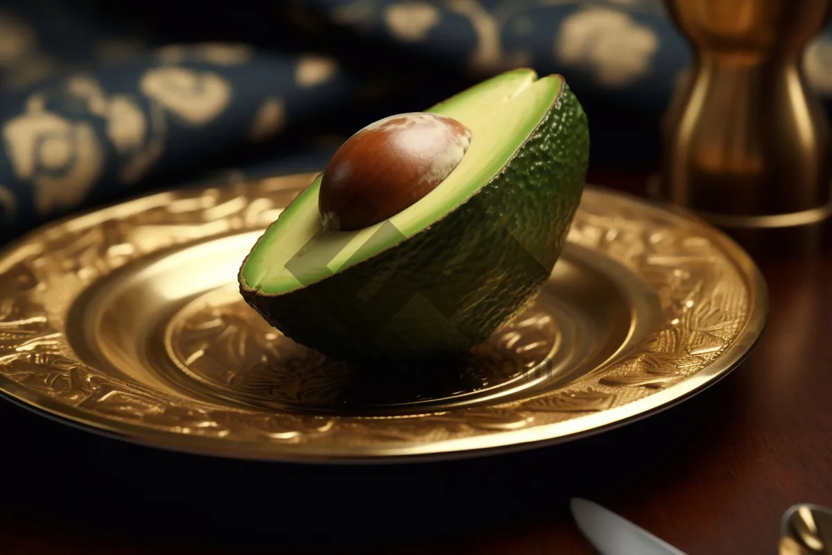 Picture of Fresh avocado and fruit salad on plate