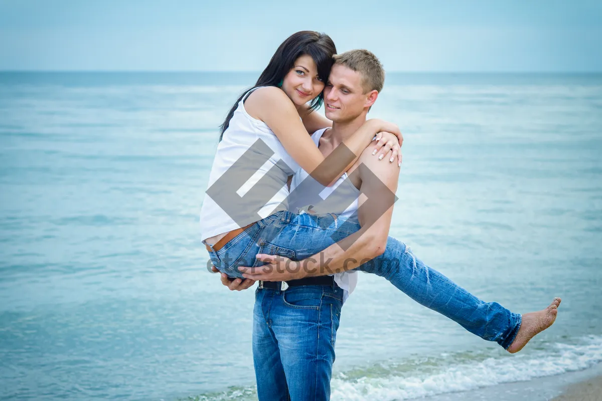 Picture of Happy Couple at Beach on Summer Vacation