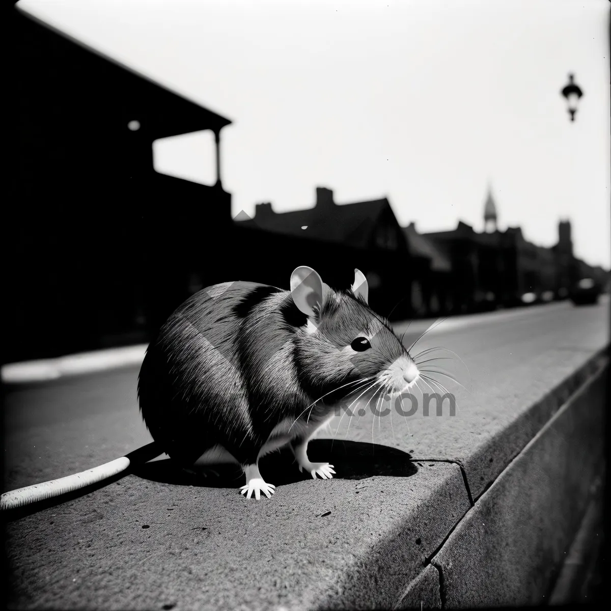 Picture of Cute Domestic Rat with Fluffy Fur and Whiskers