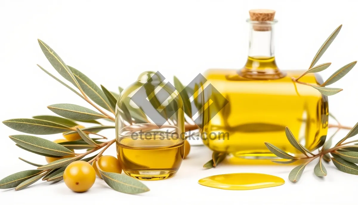 Picture of Healthy Olive Oil in Glass Bottle with Sunflower