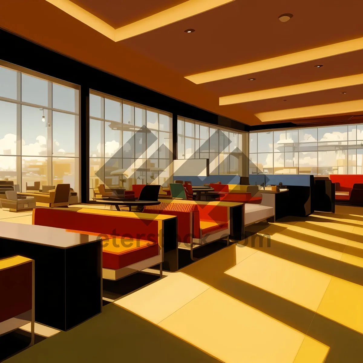 Picture of Modern Interior Library with Cozy Furniture