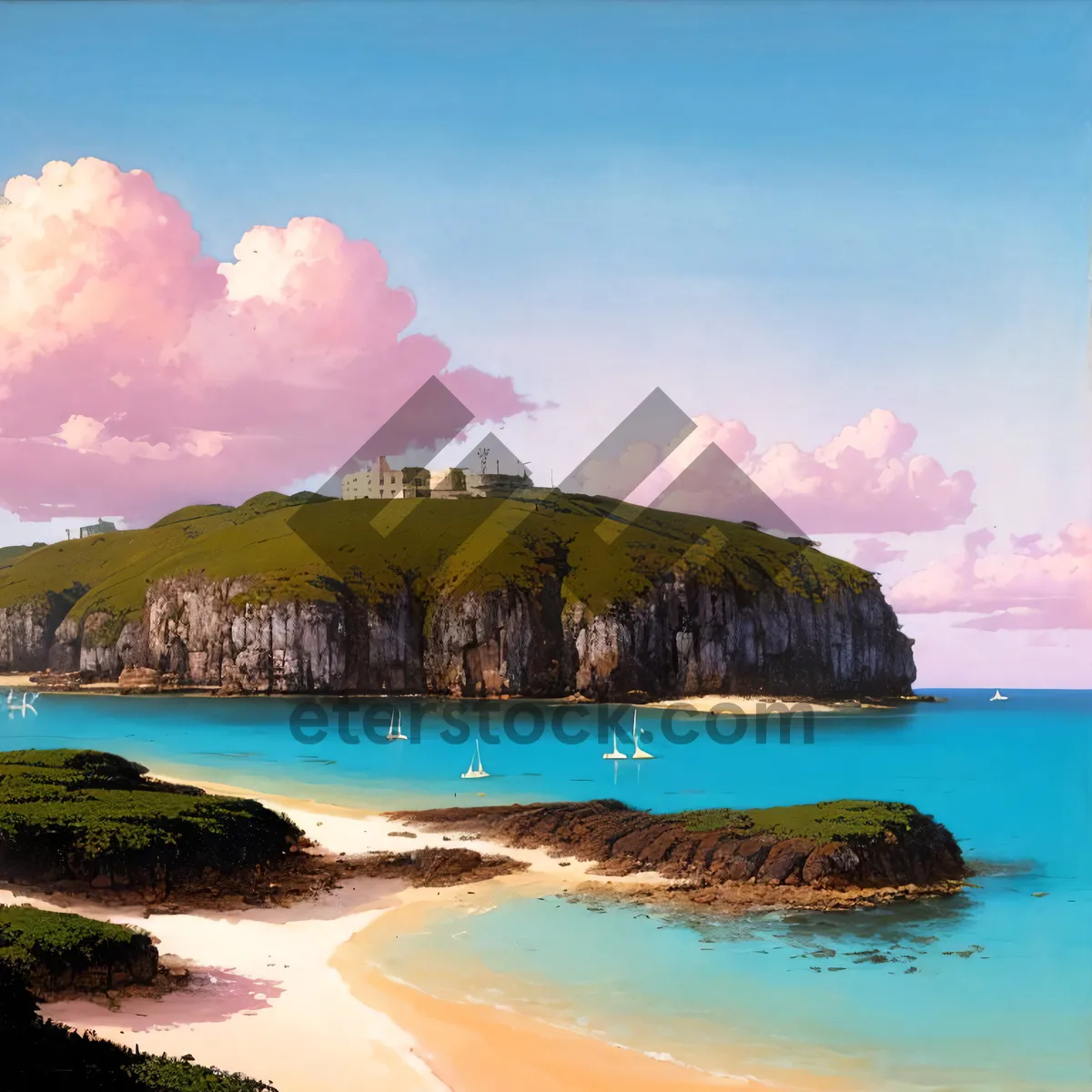 Picture of Sun-kissed Paradise: Tranquil Beachscape Beneath Azure Sky