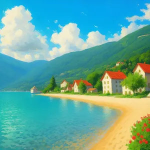 Tropical Paradise Waves on Sunny Beach Shore