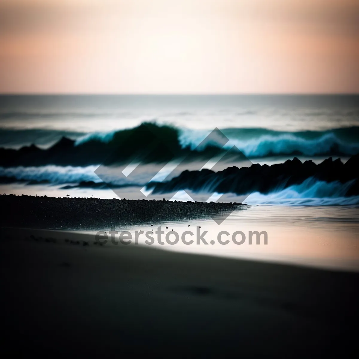 Picture of Serene Sunset over Beach Waves