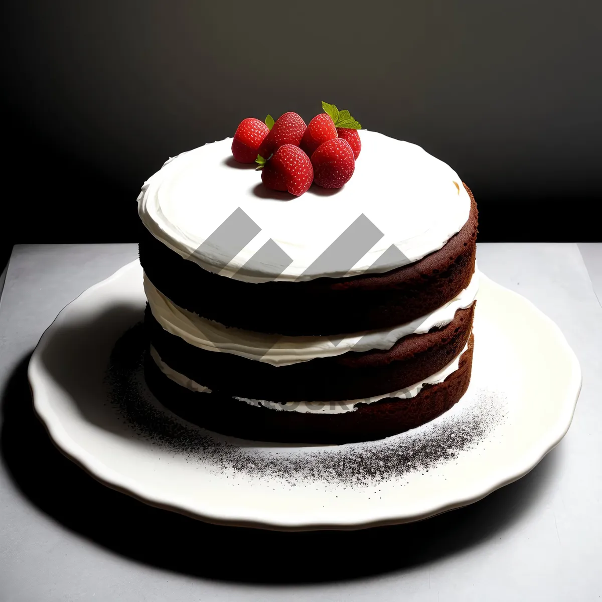 Picture of Delicious strawberry and raspberry berry cake on plate