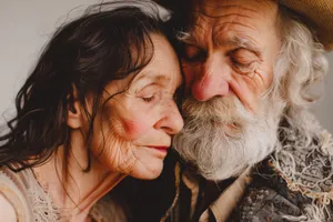 Happy Senior Couple Smiling Together in Love