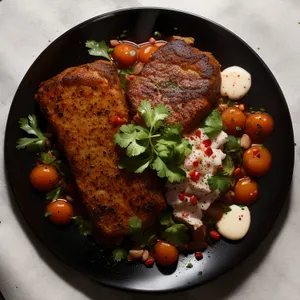 Delicious grilled vegetable salad with chickpeas and cheese