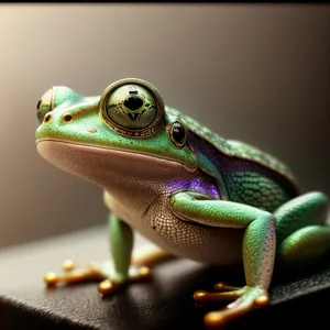 Vibrant-eyed Tree Frog in Wildlife Abstraction