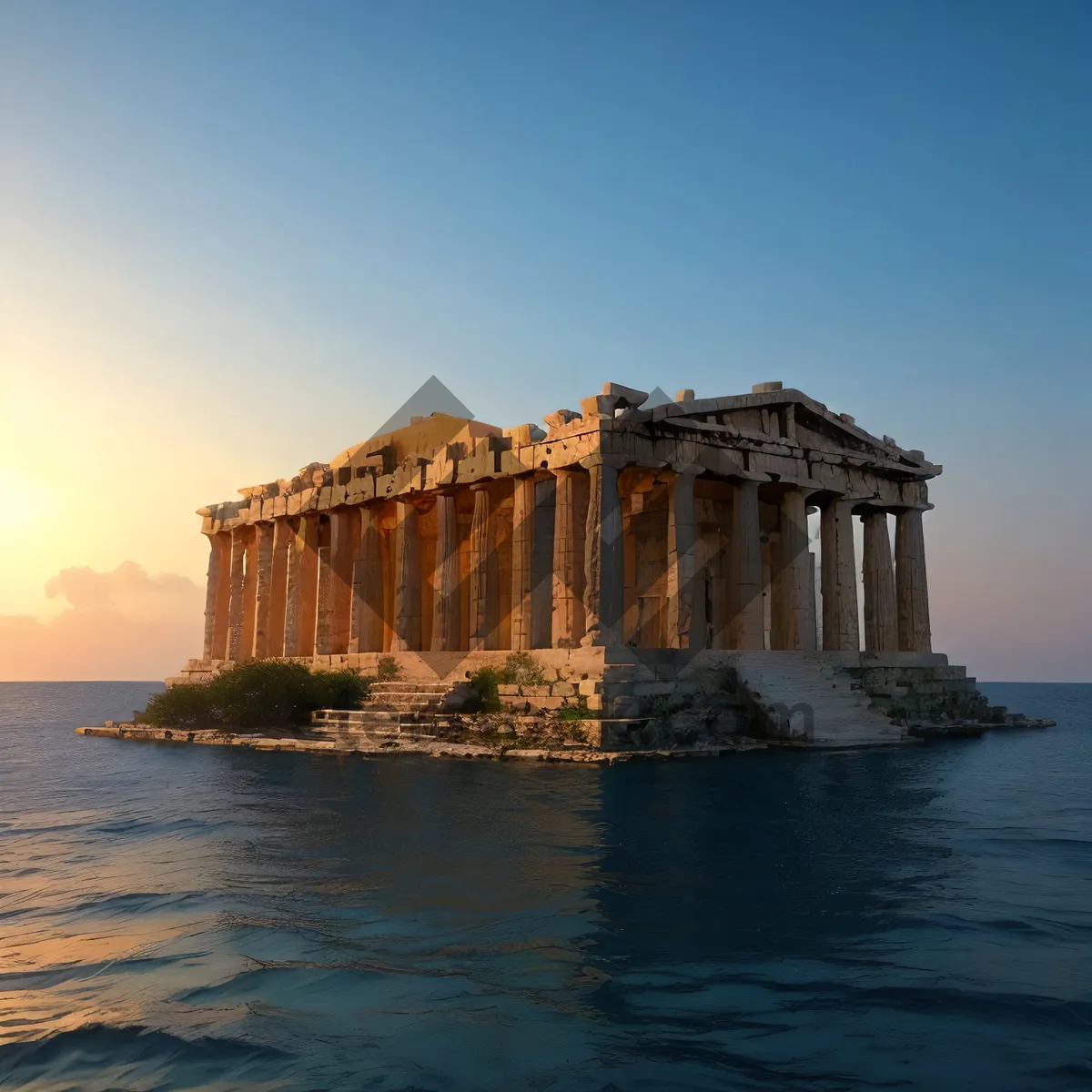 Picture of Famous Temple by the Sea on Summer Vacation