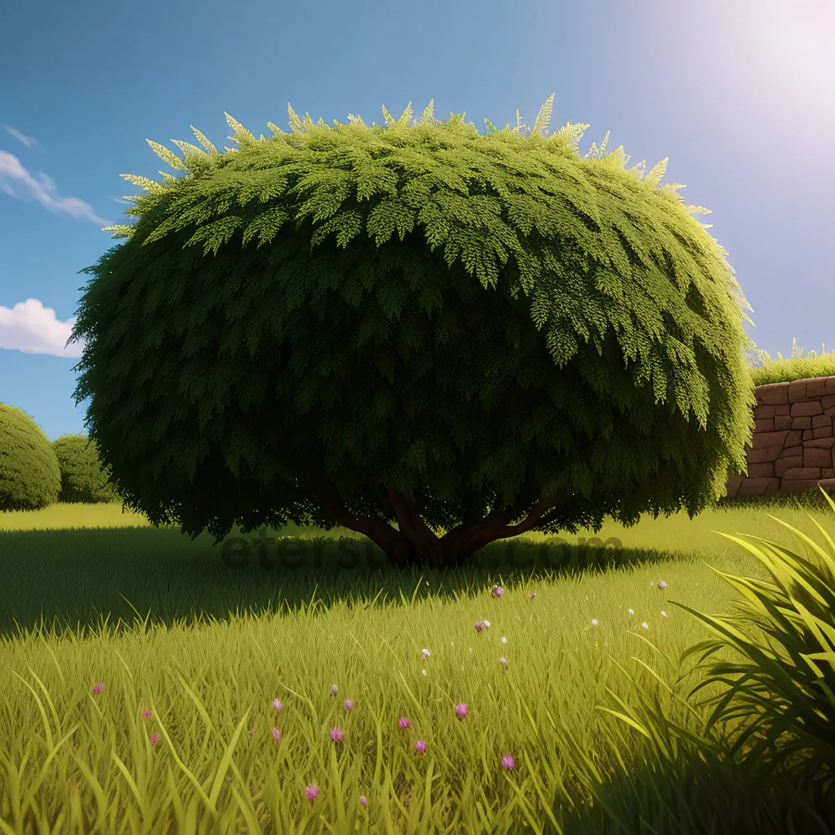 Picture of Golden Field of Hay Bales in Rural Landscape