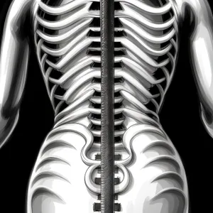 Transparent X-ray of human skeleton - 3D medical graphic.