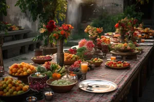 Citrus Kumquat Fruit Table Decoration with Flowers