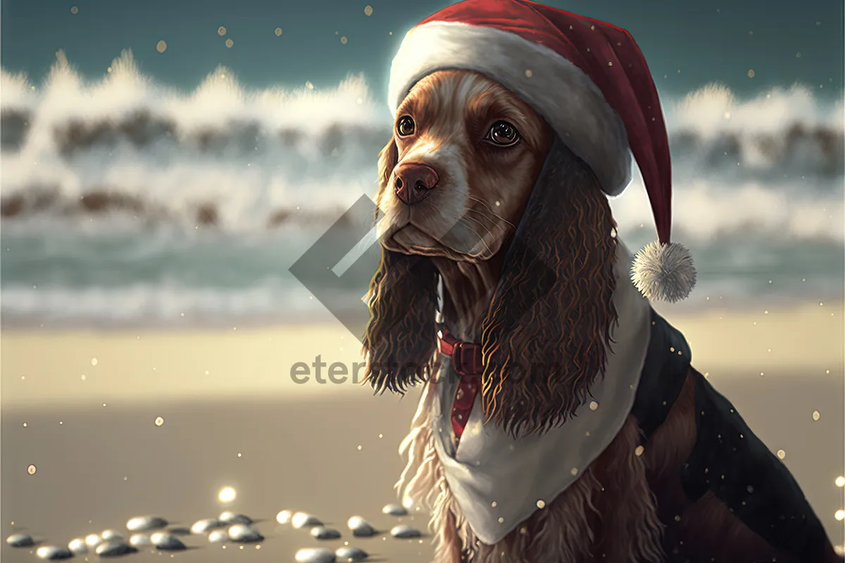 Picture of Adorable Welsh Springer Spaniel hunting dog portrait.