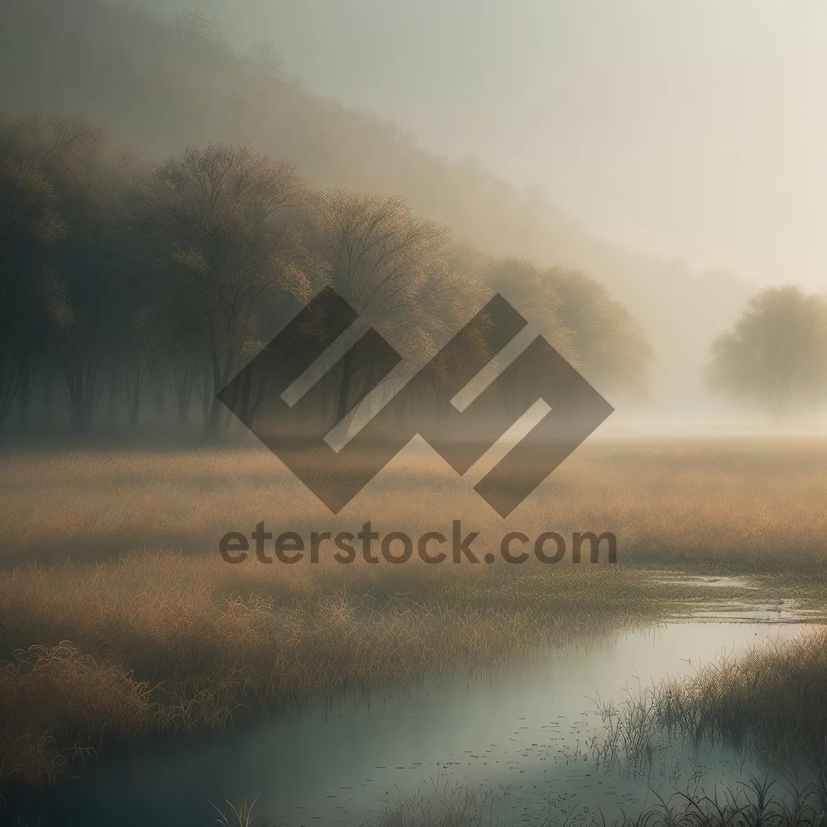 Picture of Serene Spring Sunset Over Rural Lake