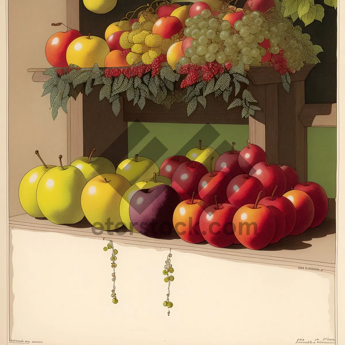 Picture of Fresh and Nutritious: Apple, Peach, Tomato, Orange