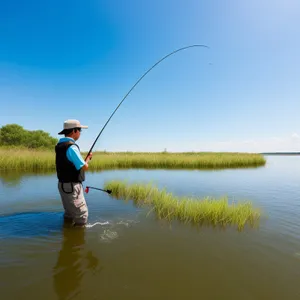 Serene Sunset Fishing by the River