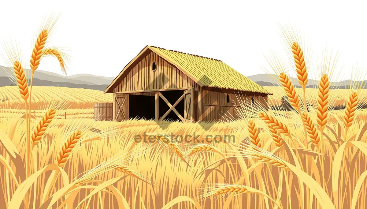 Picture of Rustic wooden barn under blue rural sky