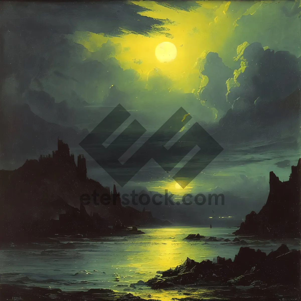 Picture of Serene Coastal Sunset Over Rocky Shoreline