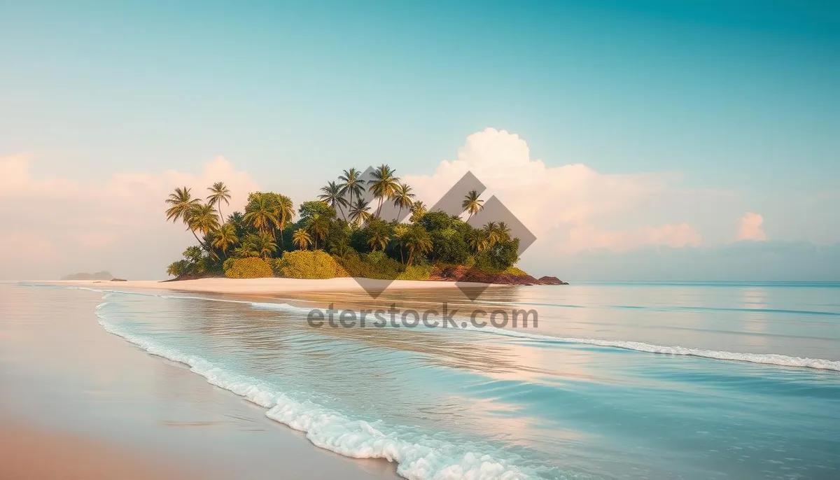 Picture of Exotic tropical beach with palm trees and crystal clear water.