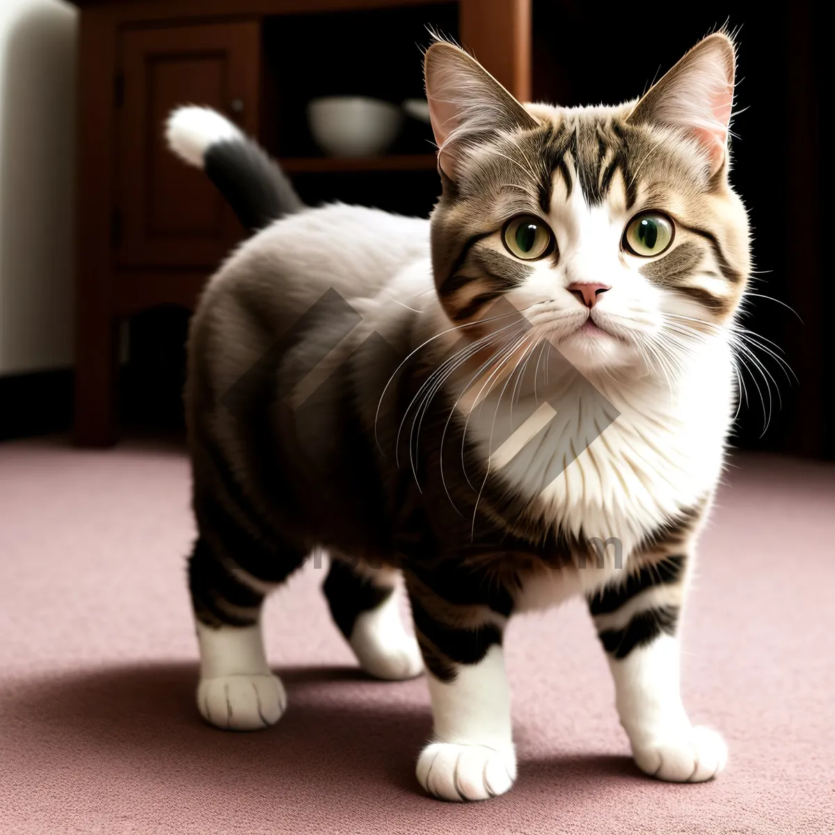 Picture of Adorable Tabby Cat with Curious Eyes