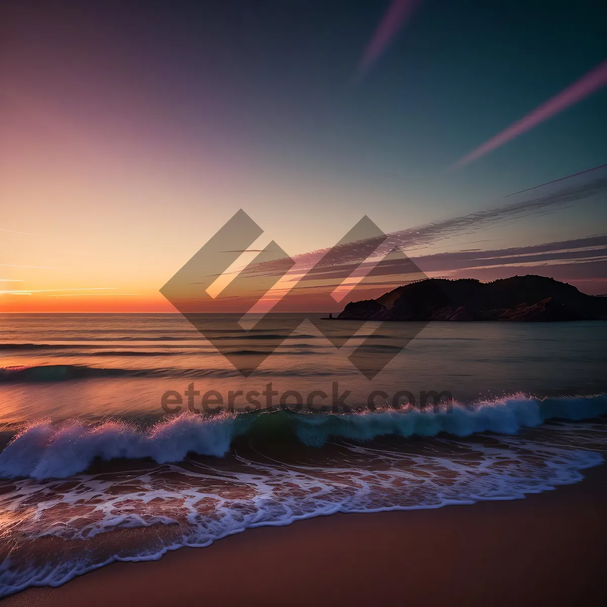 Picture of Golden Horizon: Serene Sunset on Beach