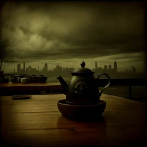 Silhouette of a Sunset Teapot