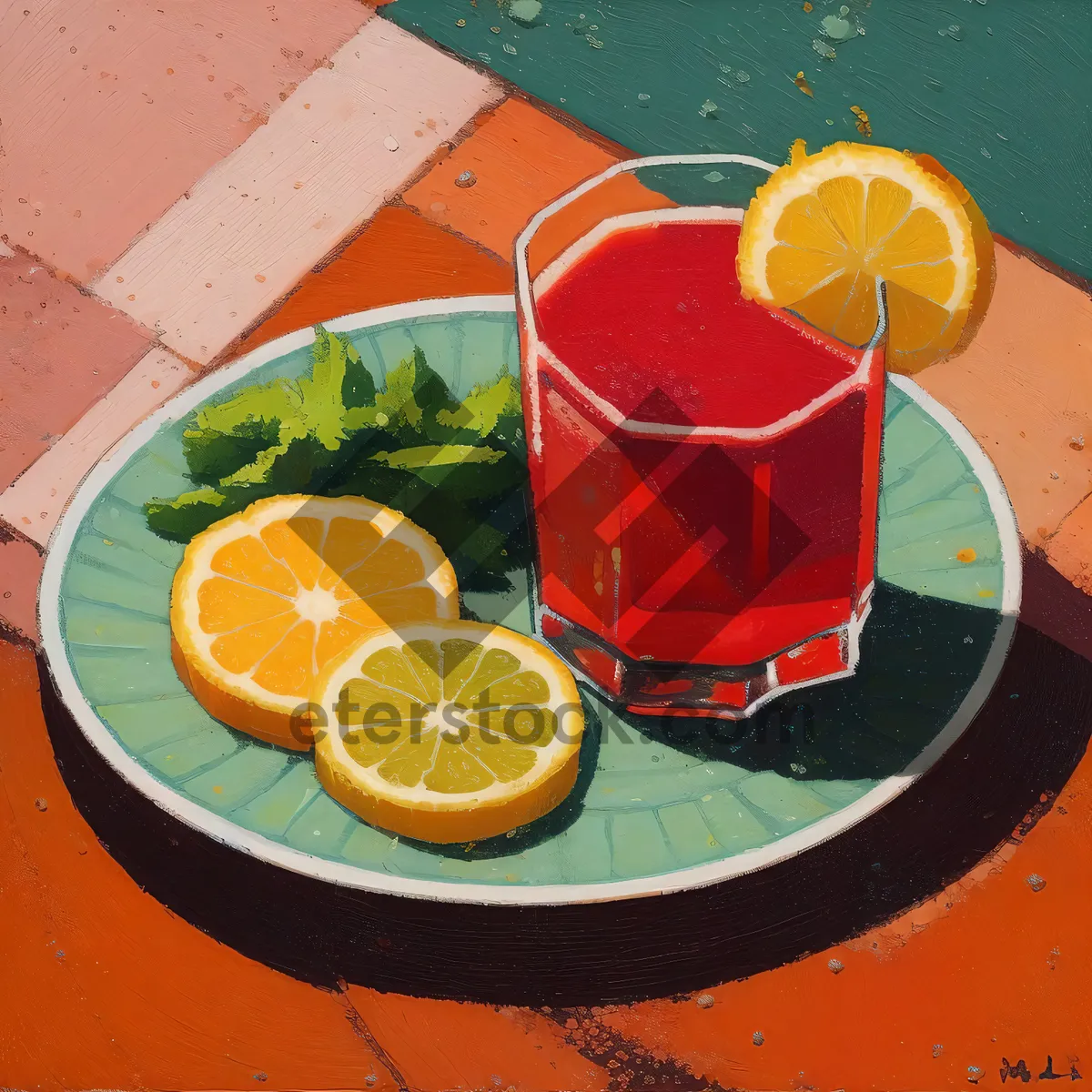Picture of Refreshing citrus fruit juice in a yellow glass.